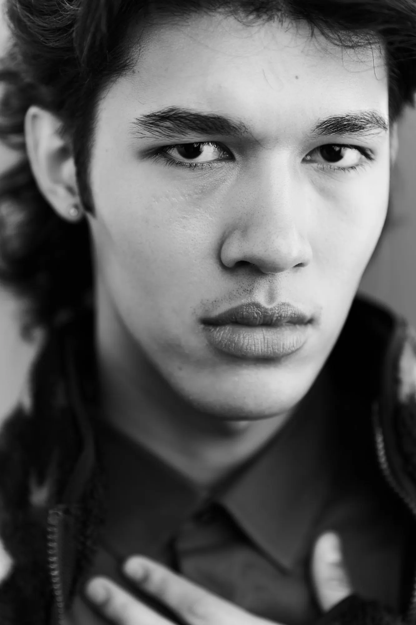 Black and white portrait photograph by Luke Tava Rodriguez