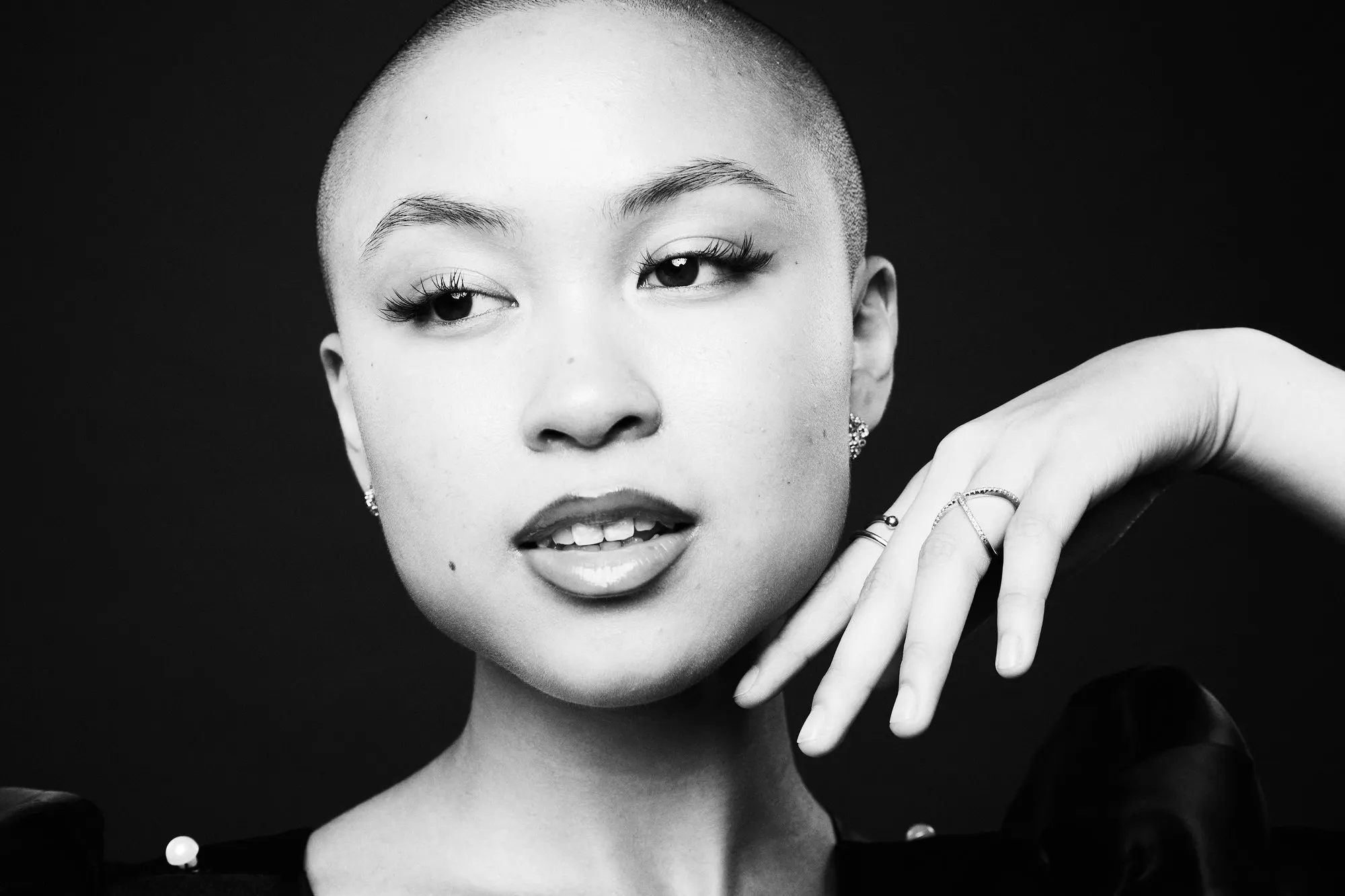 Black and white portrait photograph by Luke Tava Rodriguez