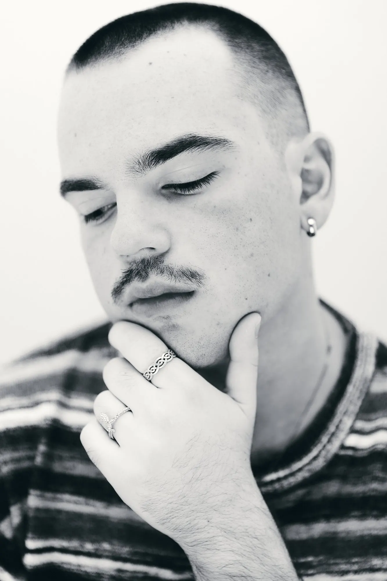 Black and white portrait photograph by Luke Tava Rodriguez